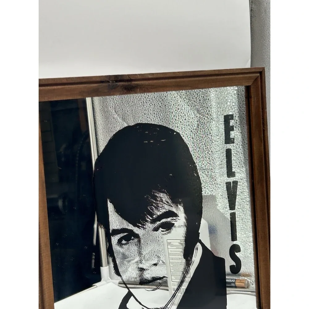 Elvis Presley Vintage Mirror In Wood Frame 13x13 Carnival?